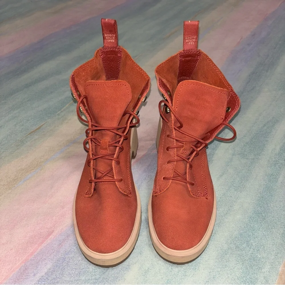 Sorel Womens Hi-Line Heel Lace Warp Red Tawny Buff Size 8